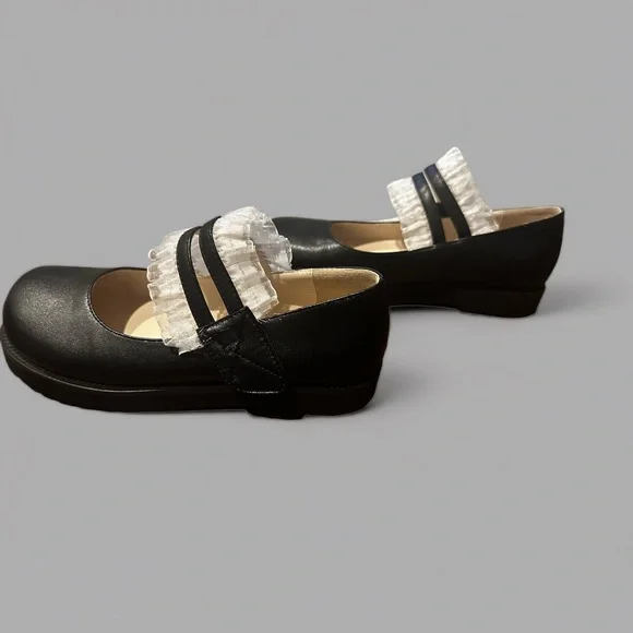 Womens Buckle Straps Round Toe Lace Trim Mary Jane Shoes Size 8 - Picture 2 of 5